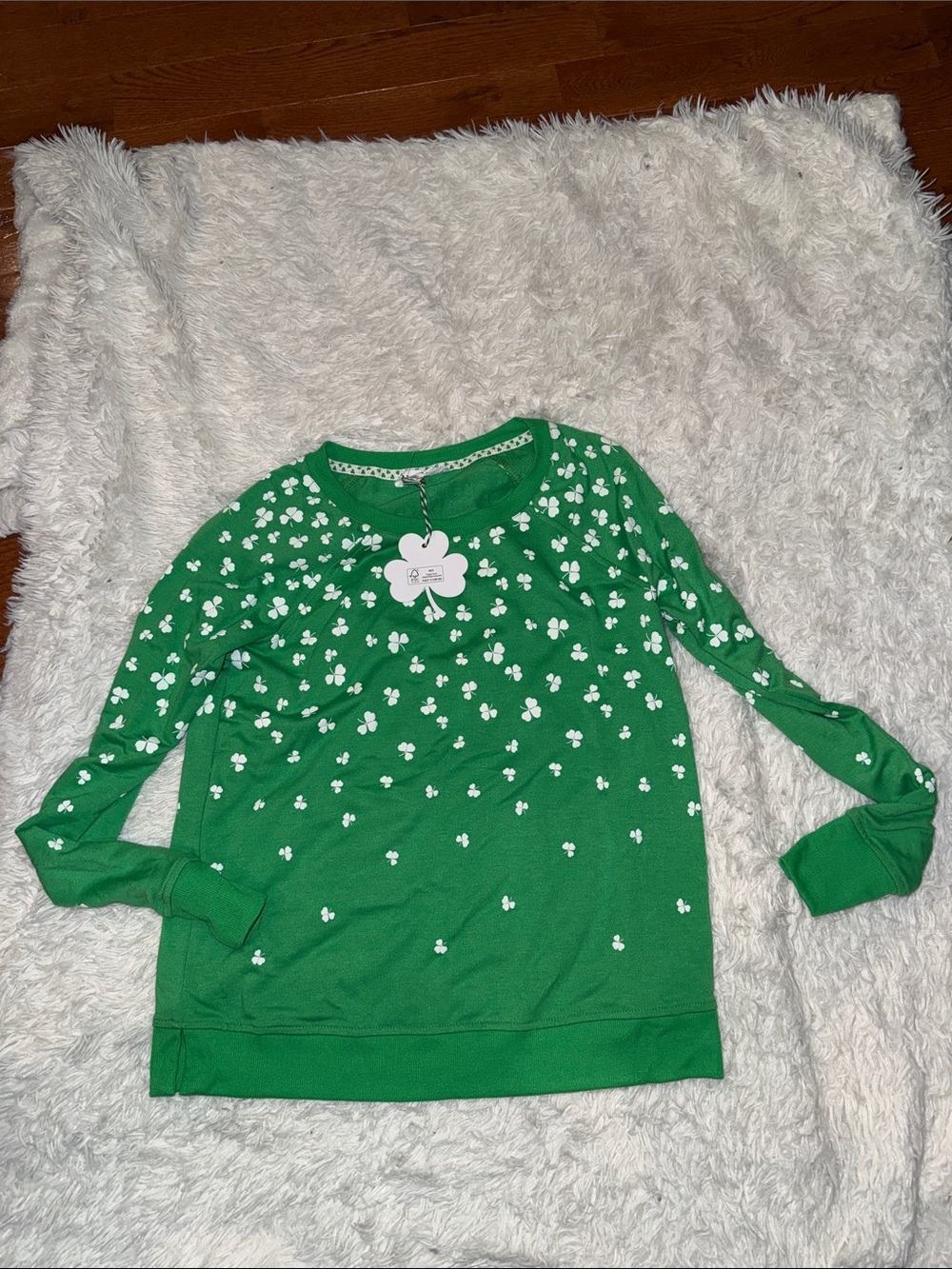 Jane & Delancey Green Clover Print Women's Sweatshirt XS